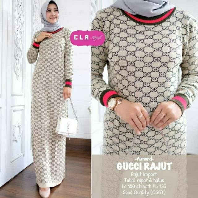 Gucci Rajut Maxy, GAMIS RAJUT WANITA MUSLIM CANTIK FIT XXL LD 100-120 BAHAN RAJUT IMPORT TERMURAH TERLARIS