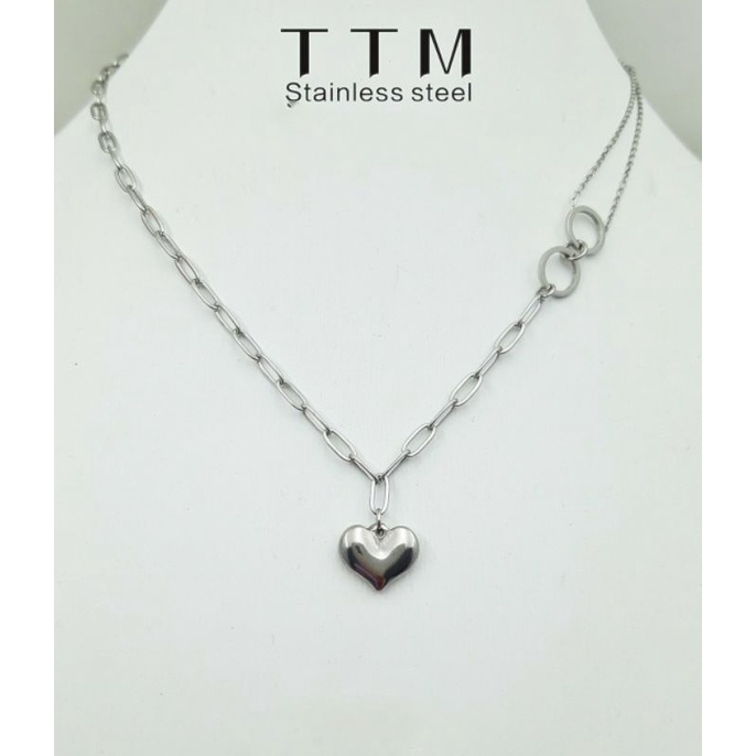 kalung titanium / kalung rantai dua model liontin love