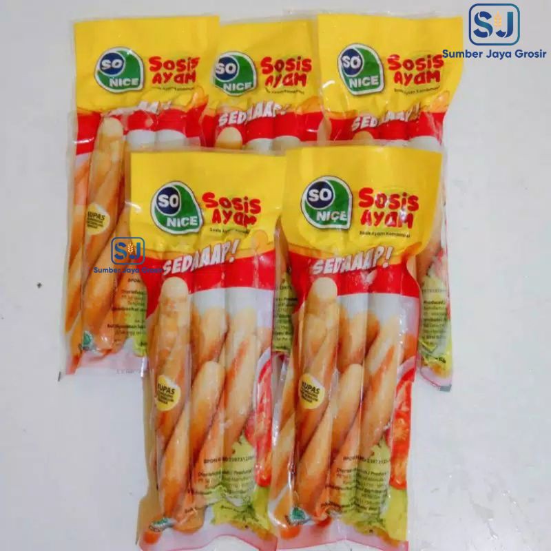 

SO NICE SOSIS AYAM SEDAAAP 75 GR ISI 3 BIJI (BEKU)