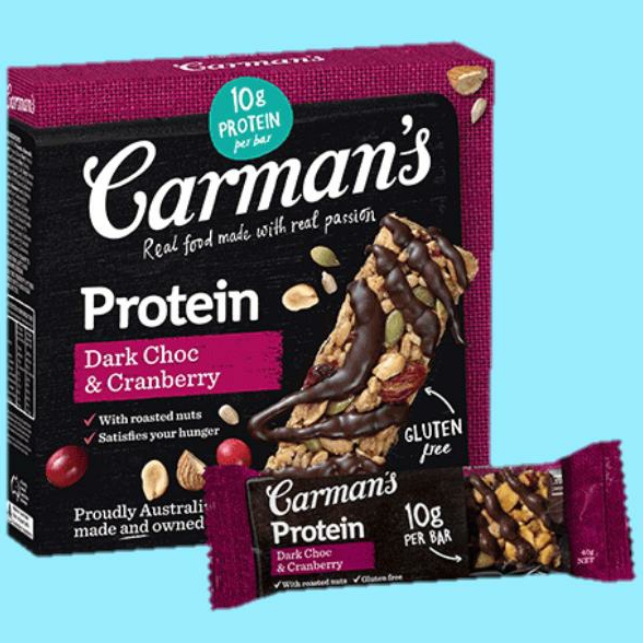 

carman's protein dark chocolate & cranberry 200g