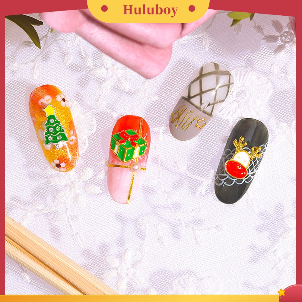 Huluboy Huluboy♡ 10pcs Stiker Kuku Motif Santa Claus / Snowman Natal Bahan Alloy Untuk Dekorasi Manicure