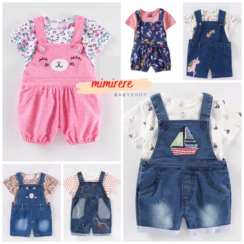 Catell Love Overall Jeans Baby | Baju Monyet Bayi Soft Jeans