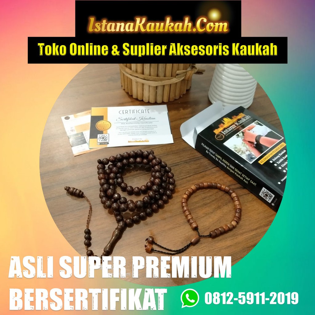BERSERTIFIKAT TASBIH KAYU BERTUAH Tasbih Kaukah Asli Arab Super Premium Ukuran 8mm ada BONUS