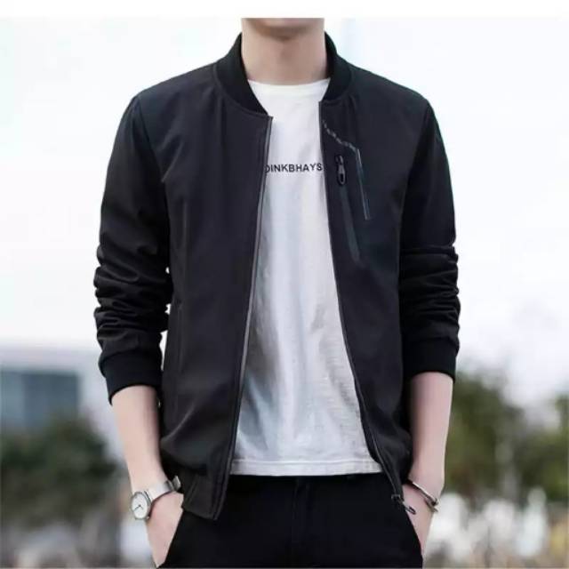 jaket bomber pria bahan taslan JN import murah