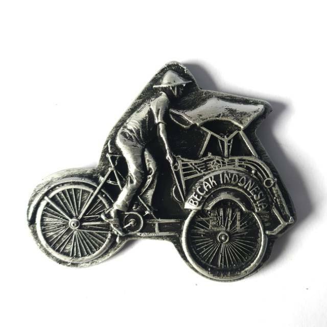 (BISA COD) MAGNET KULKAS BECAK INDONESIA BAHAN FIBERGLASS 7 CM DEKORASI SOUVENIR CANTIK