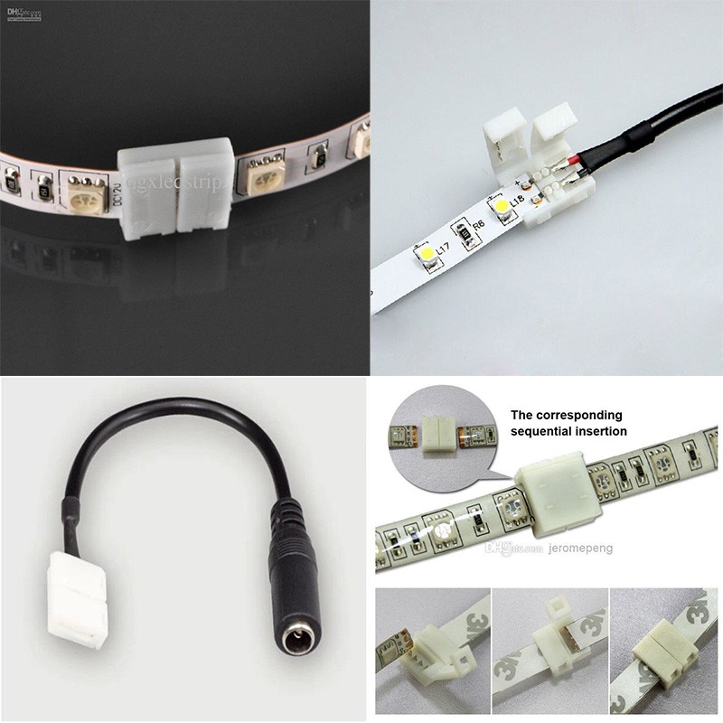 10mm 2pin DC Connector Adapter For SMD 5050 / 5630 / 5730 LED Strip