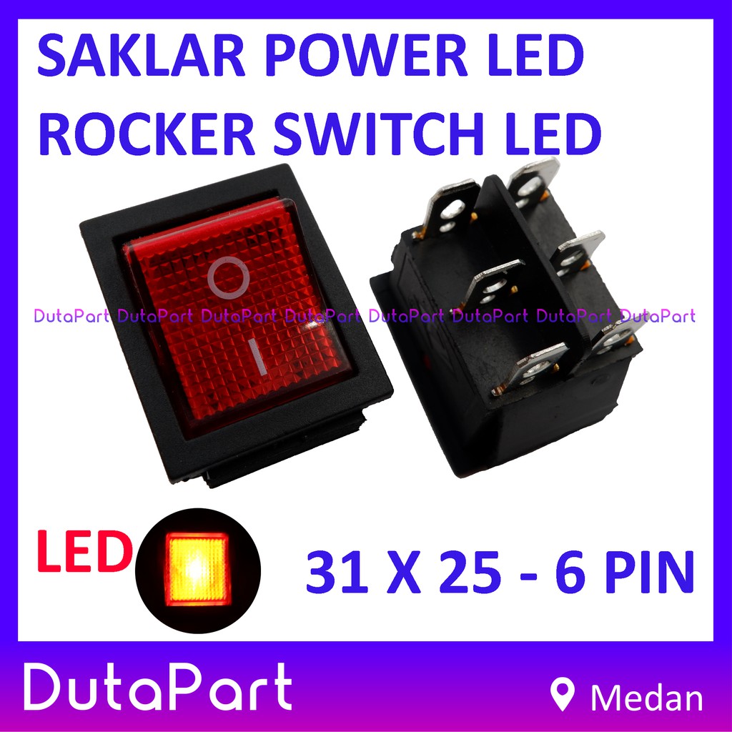 Saklar Power Rocker Switch LAMPU ON OFF 35mm x 21mm 6 PIN Kaki 16A250VAC