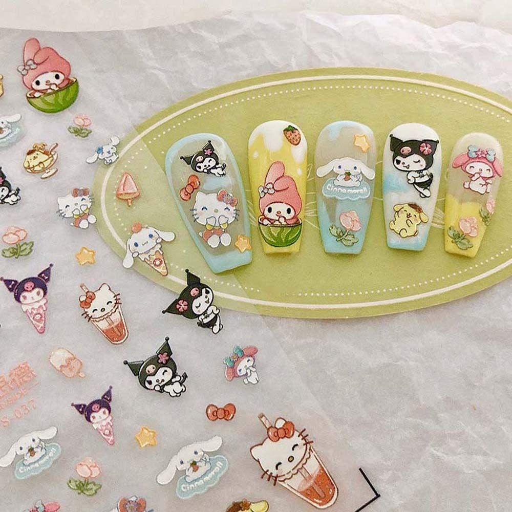 [Elegan] Kartun Stiker Kuku Fashion Kitty Kucing Manicure Aksesoris Sirkus Badut Nail Art Dekorasi