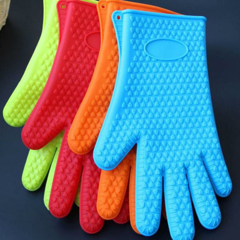 Mall Sarung Tangan Silikon Anti Panas Heat Resistance Kitchen Glove 1 Pcs - FGS - Orange