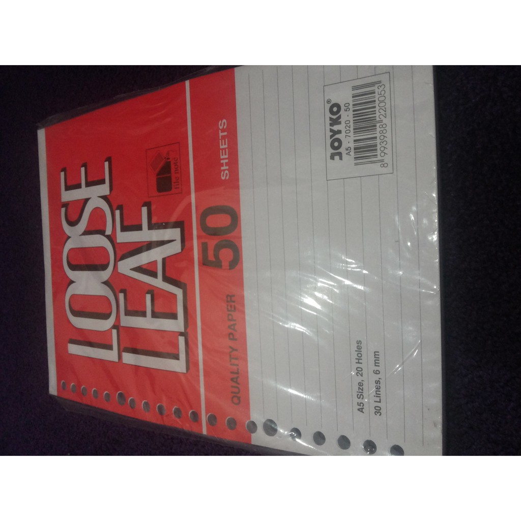 

Terlaris Isi Kertas File Kecil Joyko A5 50 Refill Loose Leaf Murah Grosir