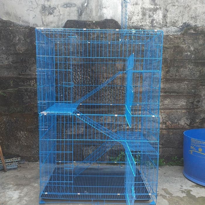 Kandang Kucing Super Besar Jumbo XXXL Tingkat 3 Pakai Roda 100x65x150