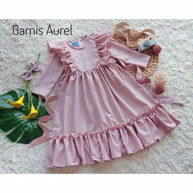 GAMIS ANAK & DEWASA "AUREL" WARNA PEACH