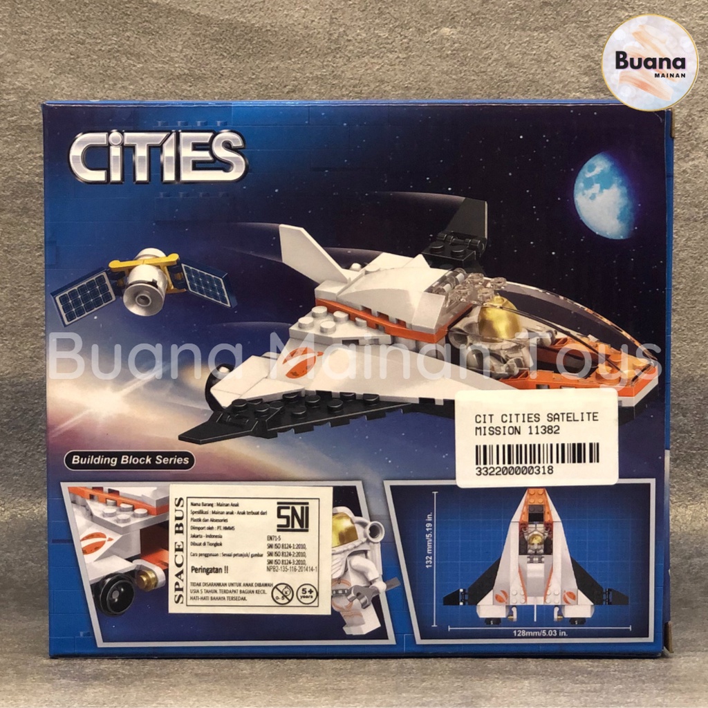 BRICKS LARI CITIES PESAWAT SATELITE MISSION 11382 BLOCK EDUKASI ANAK MODEL PILOT NASA