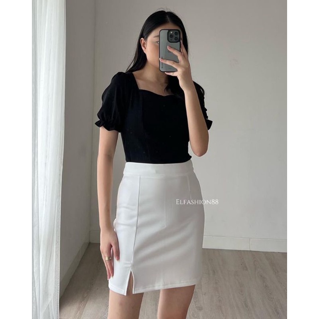 Elfashion • Rok Wanita Korean style | Mini Rok Wanita | Korean Mini Skirt | Rok Belah Samping