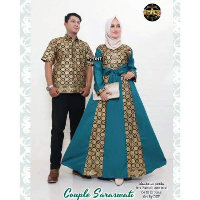 Sarimbit Batik Anggun Couple saraswati - Warna Merah, Tosca,Maroon,Biru,Kuning, hitam, latte- M L XL