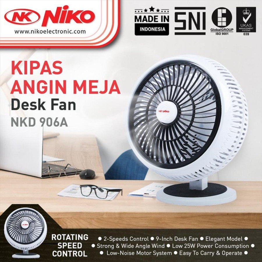 Kipas Angin Desk Fan Meja Niko 9 Inch NK-906A / NK 906 A