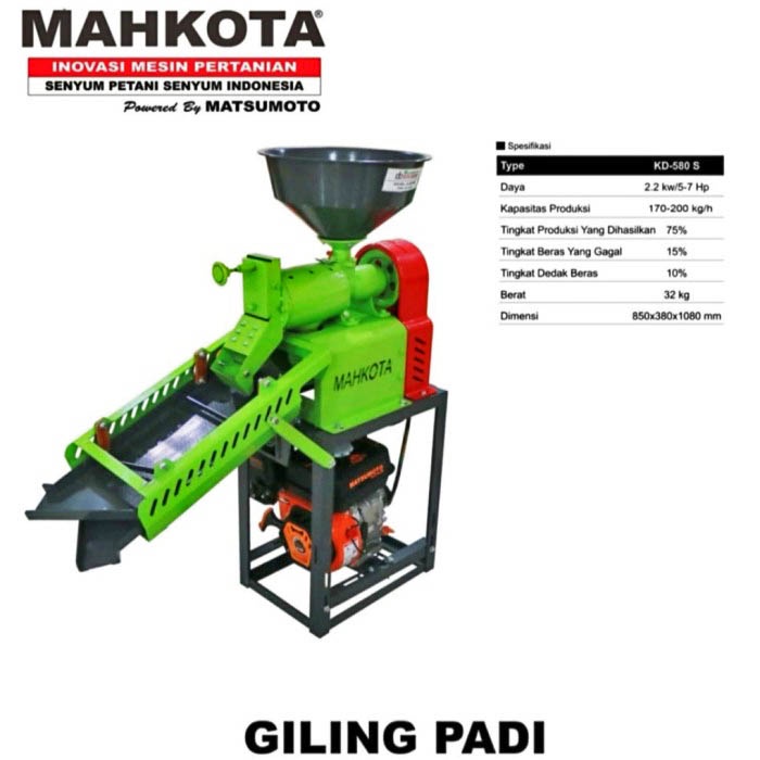 Mesin Penggiling Padi MAHKOTA KD580S / Mesin Polisher Gilingan Padi KD 580S - Mesin Slep Selep Kebi Beras 580 MAHKOTA