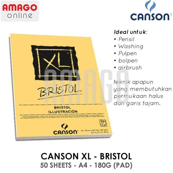 

Sale CANSON XL - BRISTOL - 50 SHEETS - A4 - 180G (PAD) - 400039172