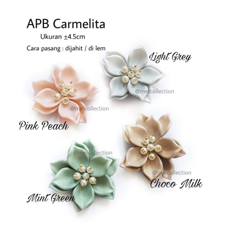 (BYK WARNA) APB Carmelita payet bunga 3d susun rangkai doff dop dove pastel permata import kebaya