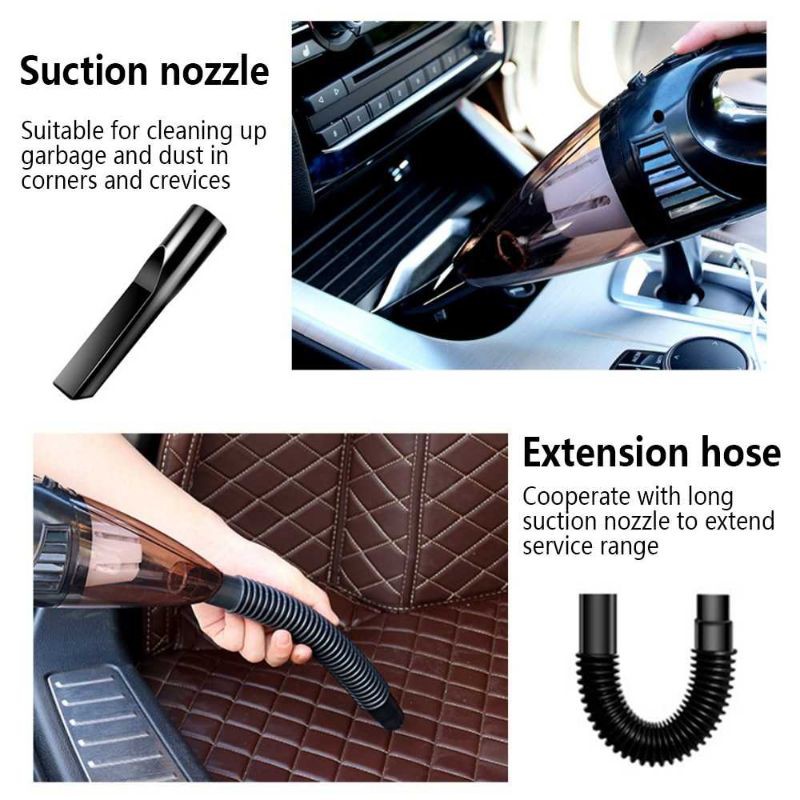 Handheld Vacuum Cleaner Penyedot Debu Interior Mobil 3 Kepala Hisap Nozzle 70W 12V Kabel Cigarette Plug OTOHEROES - 7RRS5HBK