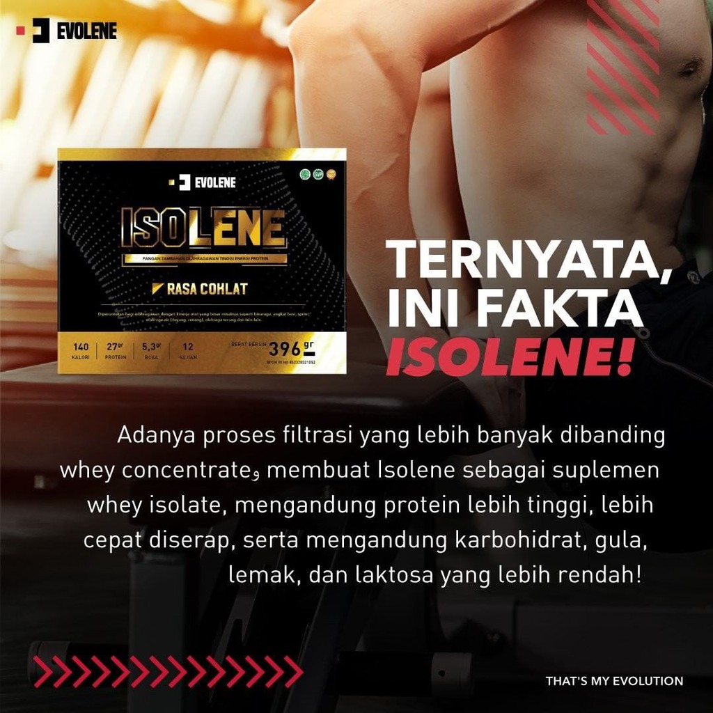 EVOLENE Isolene Whey Protein Isolate 396 gram 12 sachet servings