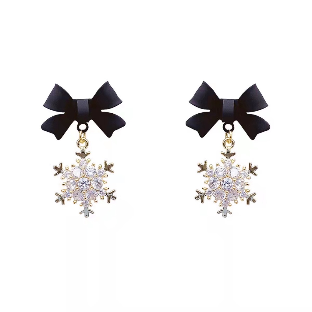 (Hello Girl)E05 Anting Wanita Model Tusuk Motif Pita Gaya Korea Import-E05 Pita Snow