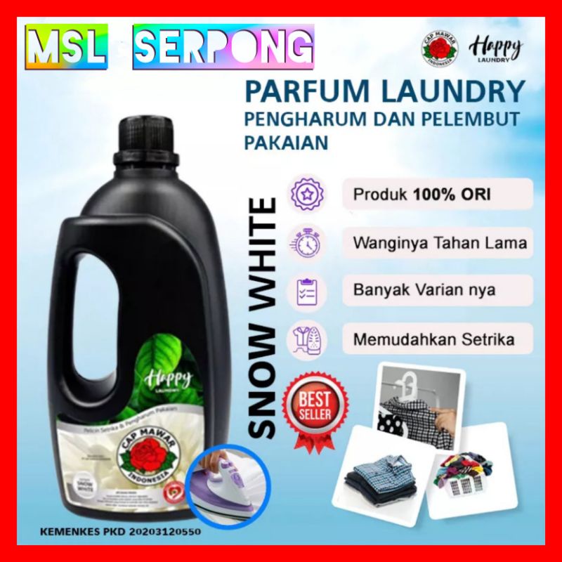 PARFUM HAPPY LAUNDRY AROMA SNOW WHITE (PUTIH) 1 LITER / PELICIN DAN PEWANGI PAKAIAN / PARFUM LAUNDRY