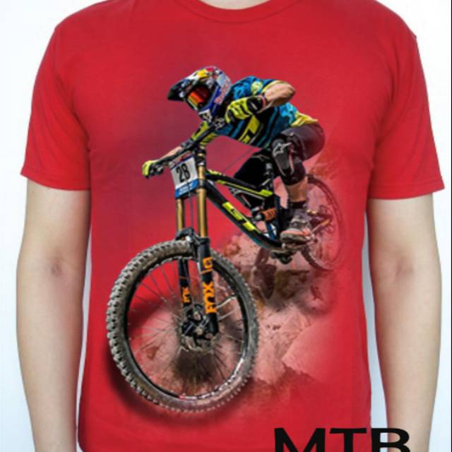 Kaos Merah Sepeda Gunung