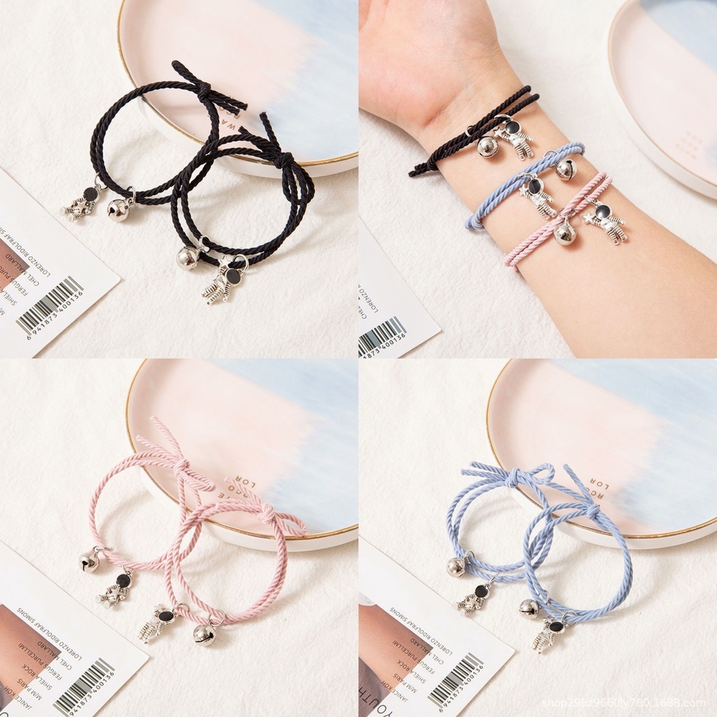 2 Buah Gelang Magnet Pasangan Tali Karet Astronot Desain Gelang Magnet Pria Dan Wanita S