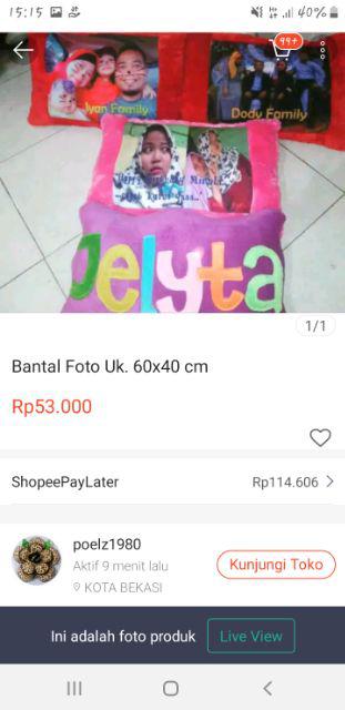 Bantal Foto Uk. 60x40 Cm