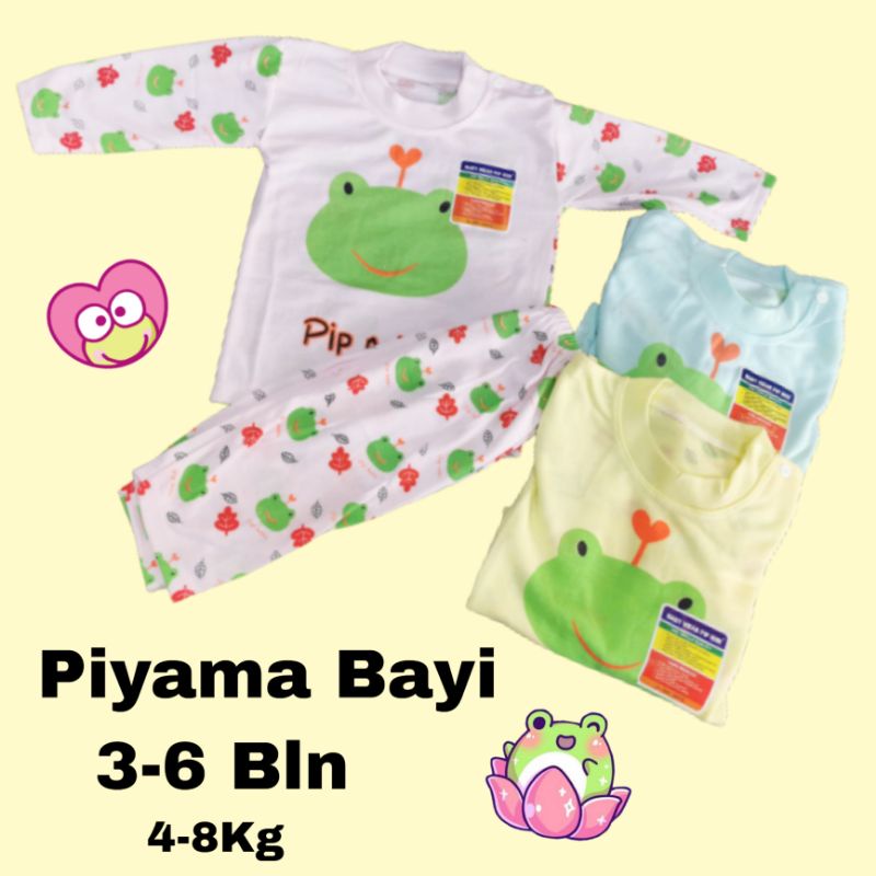 2 Set Setelan Panjang Baju Tidur Bayi 3-6 Bulan Katun Murah / Setelan Piyama Bayi Lengan Panjang Unisex