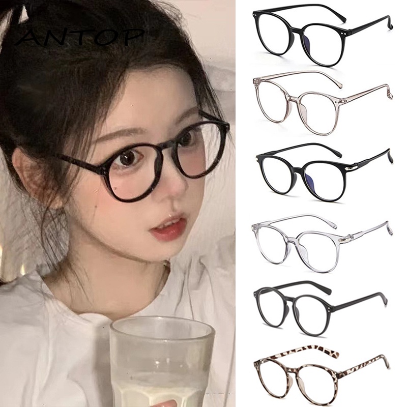 COD Frame Kacamata Lensa Flat Cat Eye Anti Radiasi Gaya Leopard Retro Korea Fashion Wanita Glasses