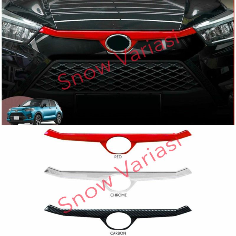 List Grill Depan Line Cover Front Toyota Raize 2021 Merah Hitam Carbon