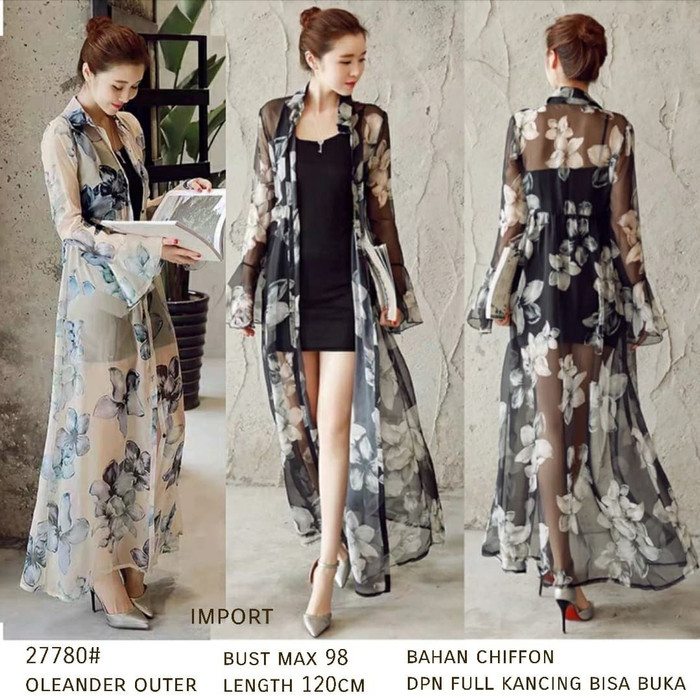 Blazer Korean Style Panjang Vianka Outer Wanita Motif Bunga Terba XS691 Oleander 27780 Outer Import
