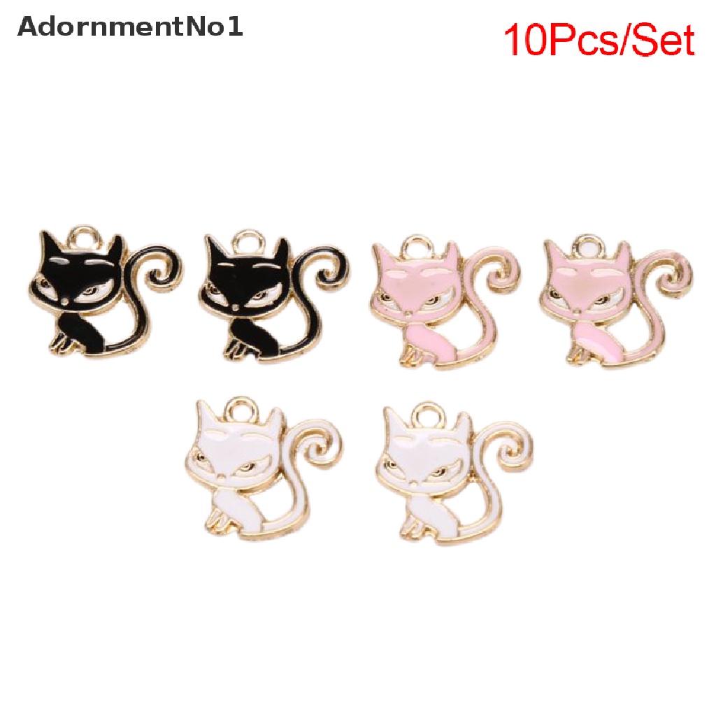 (AdornmentNo1) 10pcs / Set Liontin Bentuk Kucing Bahan Alloy Untuk Kerajinan Tangan DIY