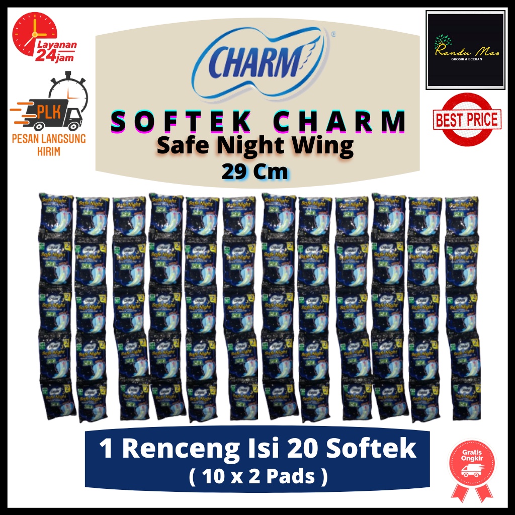 Charm Pembalut Safe Night 29Cm Wing Isi 20 Pads Softex Charm Wanita Butterfly Wings Softek Unicharm Original Ekonomis Nyenyak Sampai Pagi