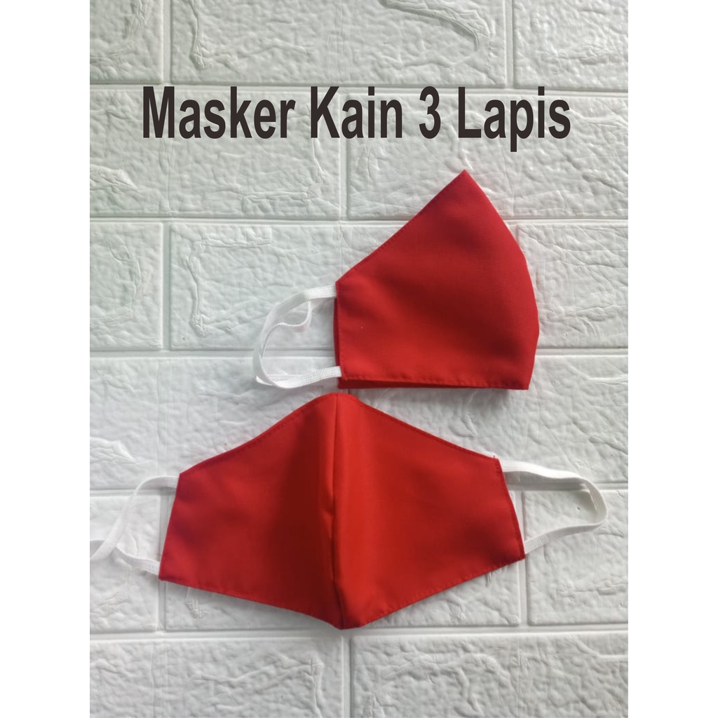 Masker Kain Duckbill 3 lapis polos warna merah