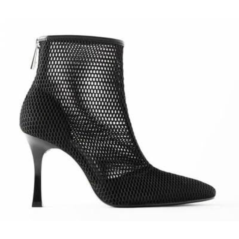 ZARA WOMAN HIGH HEELS MESH ANKLE BOOTS W/ZIP (NEW ORIGINAL STORE)