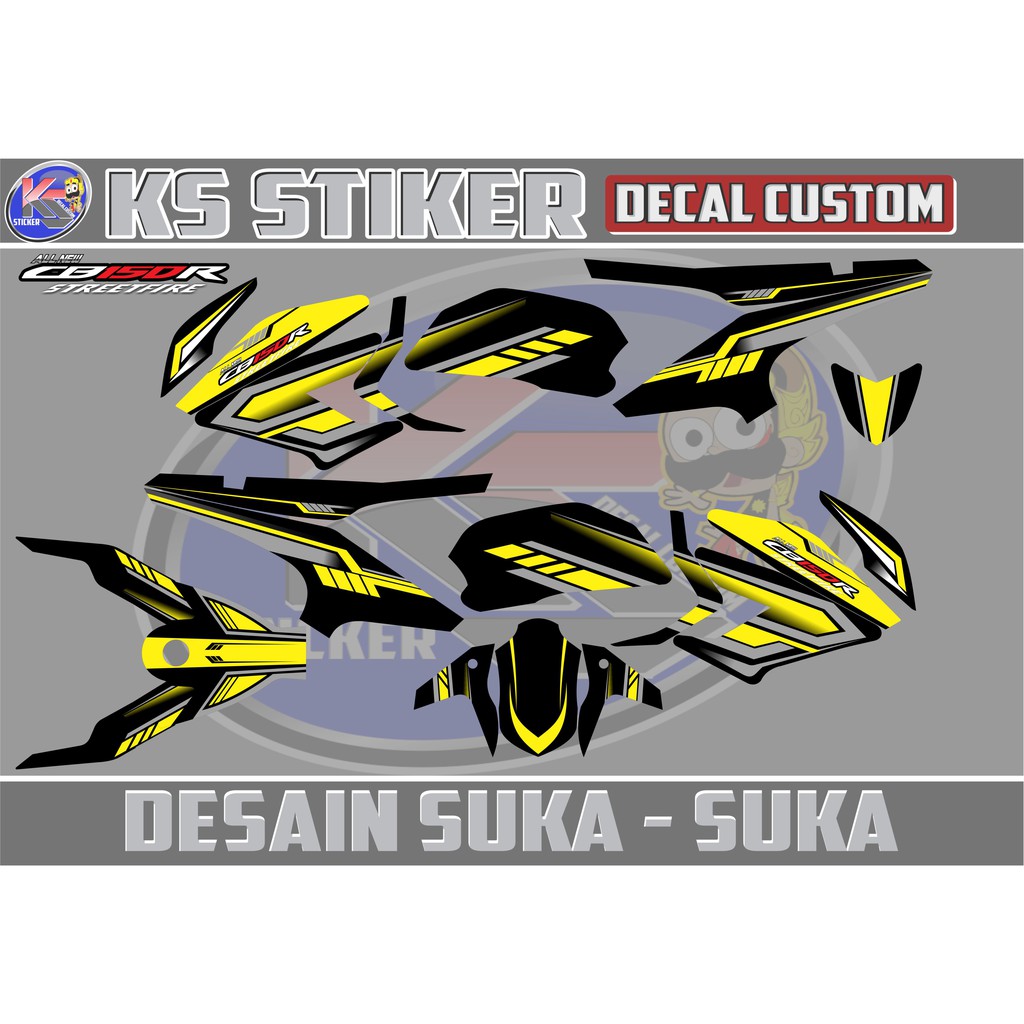 stiker decal all new cb150r hitam kuning