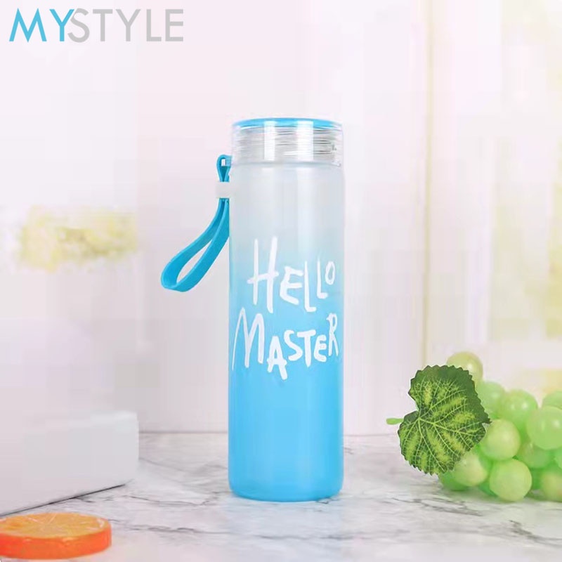 HAPPY TIME BOTOL MINUM KACA HELLO MASTER TUMBLR WARNA GRADASI DENGAN BOX