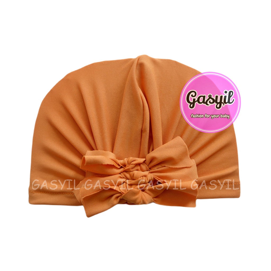 GASYIL Turban Bayi Ikat 3 / ciput baby non anting / topi anak perempuan-Kunyit