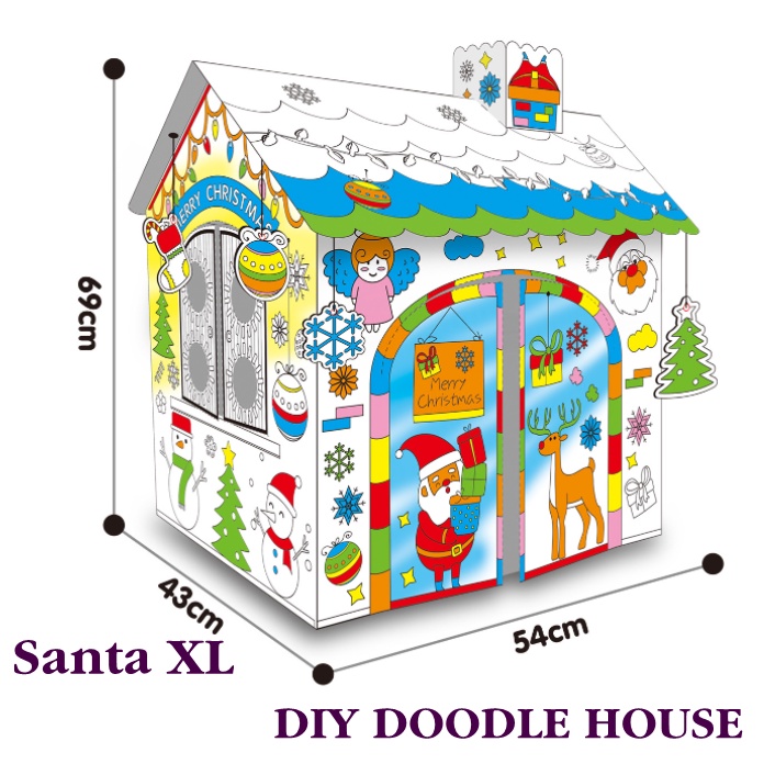 [ORGM] Mainan Edukasi DIY Mewarnai Puzzle Rumah Doodle Cardboard House Grafitti