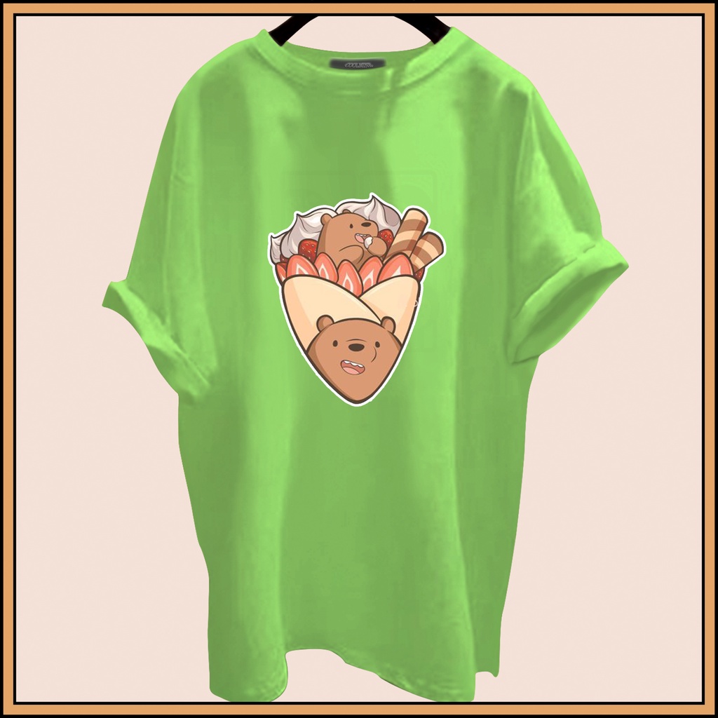 CALVIERO SHOP - BAJU KAOS ATASAN WANITA BEAR BROWN WAFFLE PRINT