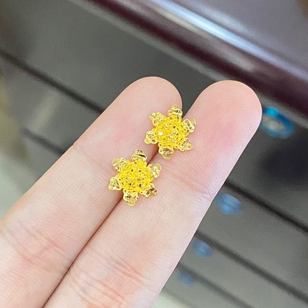 Anting anak dan dewasa emas asli kadar 700 70% 16k giwang kerabu duduk paku tusuk bunga anggrek like kendari ringan 1 gram vintage mewah 3D