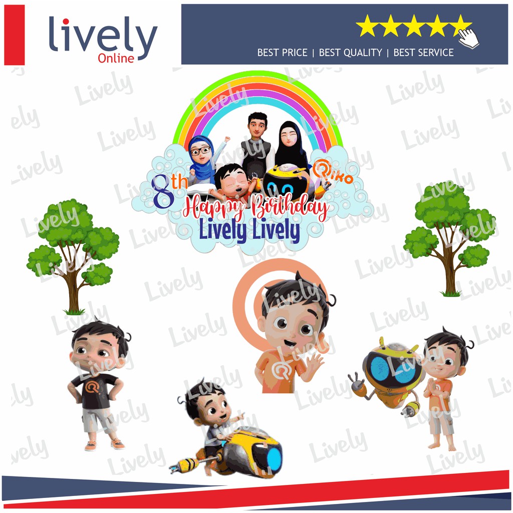 CUSTOM NAMA CAKE TOPPER KARAKTER RIKO THE SERIES HIASAN KUE ULANG TAHUN HAPPY BIRTHDAY