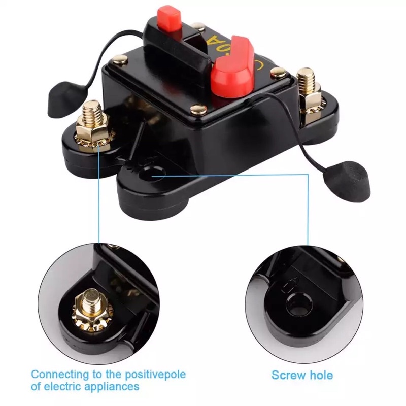 Fuse DC 12V 24V 250A Waterproof Circuit Breaker Sekering Solar Panel Sirkuit Inline Audio Mobil