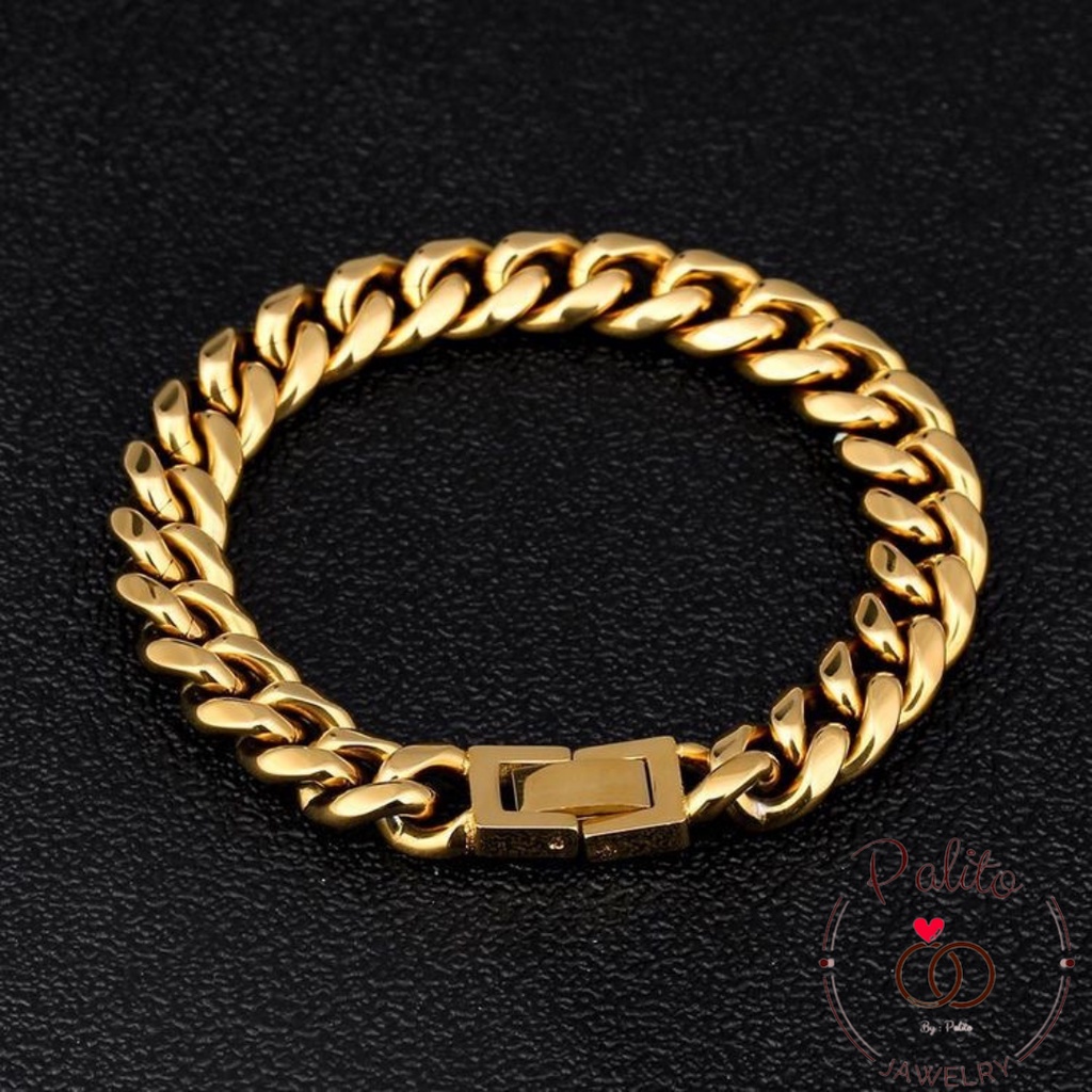 [ BAYAR DI TEMPAT ] GELANG RANTAI TITANIUM STAINLESS STEEL GOLD PRIA ANTI KARAT TIDAK LUNTUR