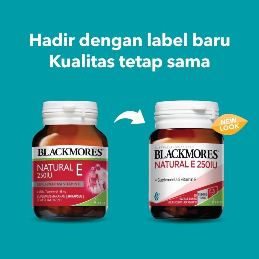 [HALAL] Blackmores Natural E Bio E 250IU 60 Kapsul BPOM Kalbe Vitamin E Anti Aging Antioksidan