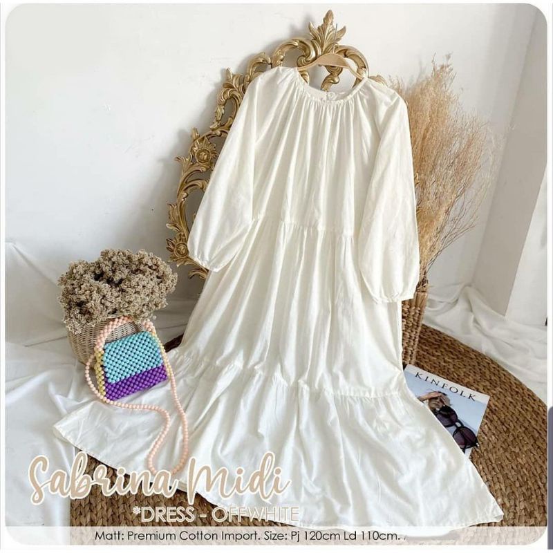 Tunik Sabrina Midi Dress Tunik  Bahan Katun Poly