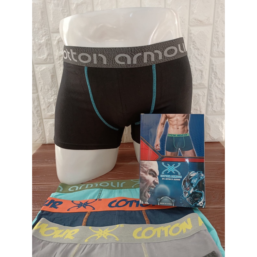 3 PCS CELANA DALAM BOXER PRIA COTTON ARMOUR PREMIUM